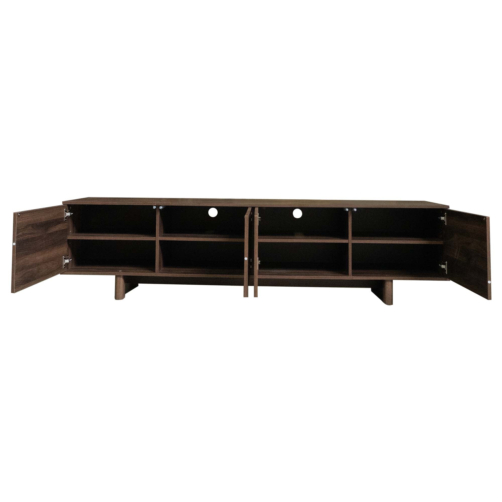 78-inch Modern TV Stand for TVs up to 85", Dark Brown Entertainment Center with Solid Wood Legs, Adjustable Shelves & Ca