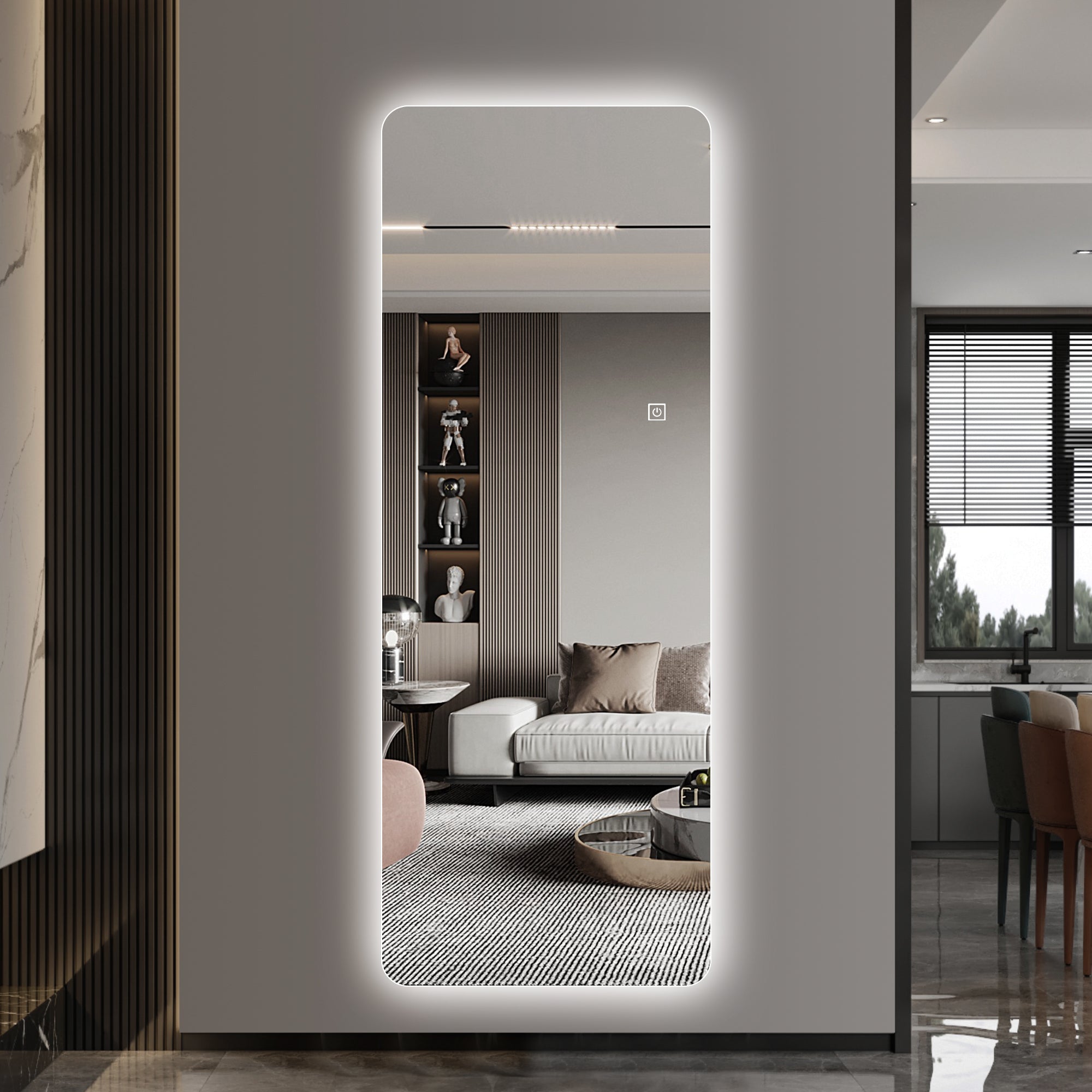 Wall-Mounted LED Full Length Mirror – 63" x 24" Backlit Dressing Mirror with 3 Color Temperatures & Stepless Dimming Main image