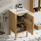 18" Modern Bathroom Vanity with Ceramic Sink, Adjustable Shelf & Soft-Closing Hinges