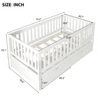 3-in-1 Convertible Toddler Bed with Storage Drawers, Solid Wood Daybed, White
