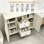 40.16" Steel Storage Sideboard Cabinet with 4 Drawers & 2 Doors – Beige