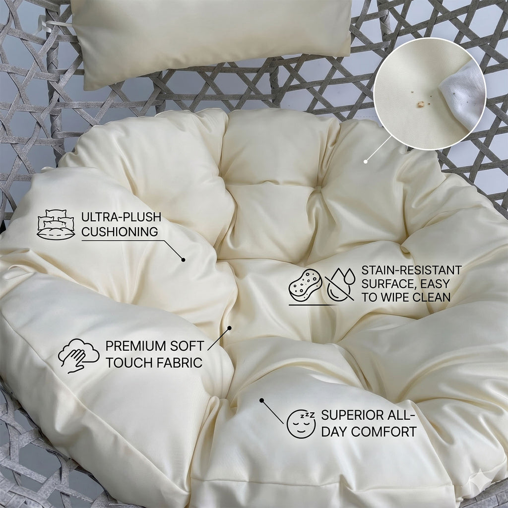 Folding HDPE Rattan Hanging Egg Chair with Stand – Indoor/Outdoor Patio Swing Basket