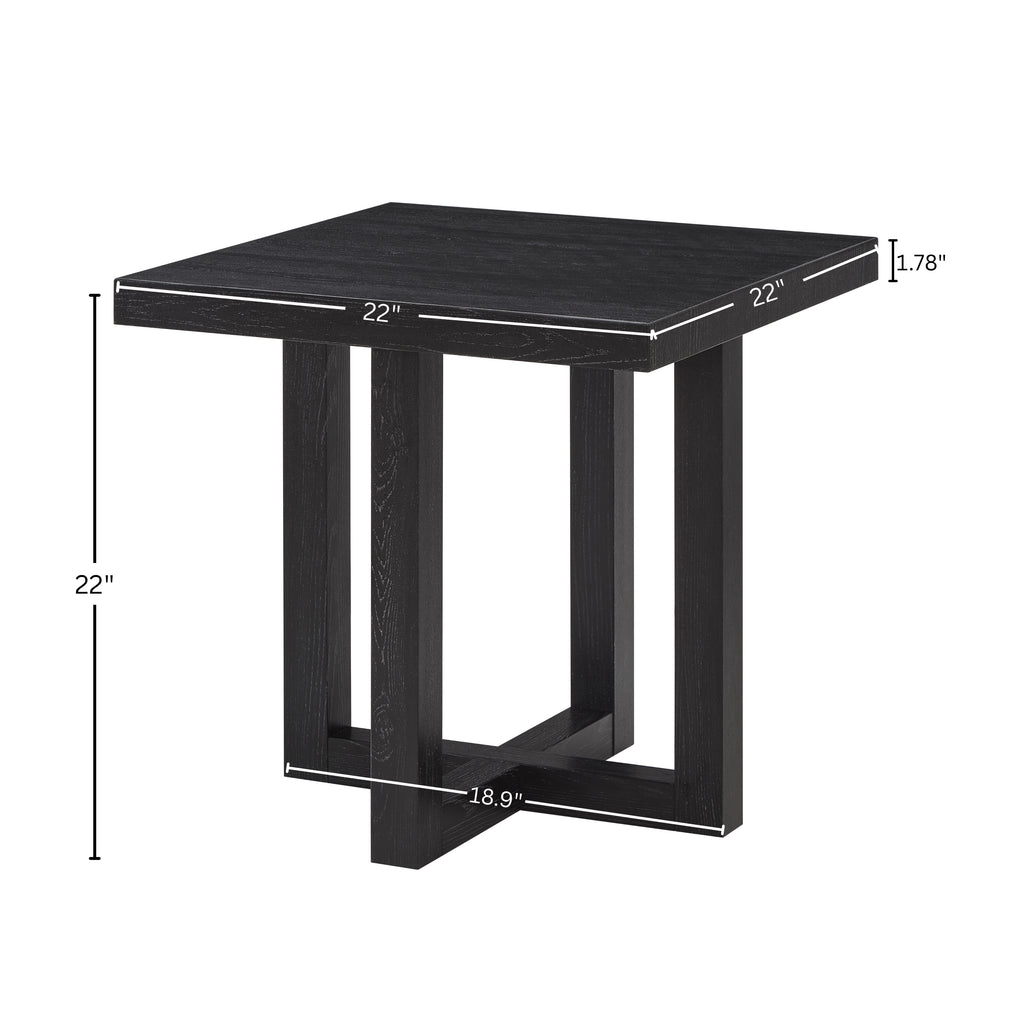 Luno Contemporary End Table in Black – Modern Rectangular MDF Side Table - product detail image 9