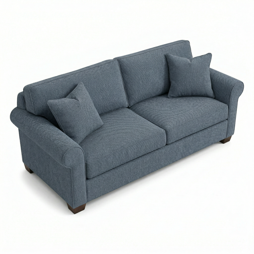 Irlanda 2-Seat Sofa – Made in USA, Teal Polyester Upholstery, Rolled Arms - product detail image 8