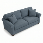 Irlanda 2-Seat Sofa – Made in USA, Teal Polyester Upholstery, Rolled Arms - product detail image 8