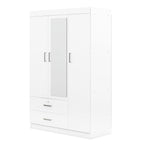 3-Door White Mirror Wardrobe with Shelves - product detail image 6