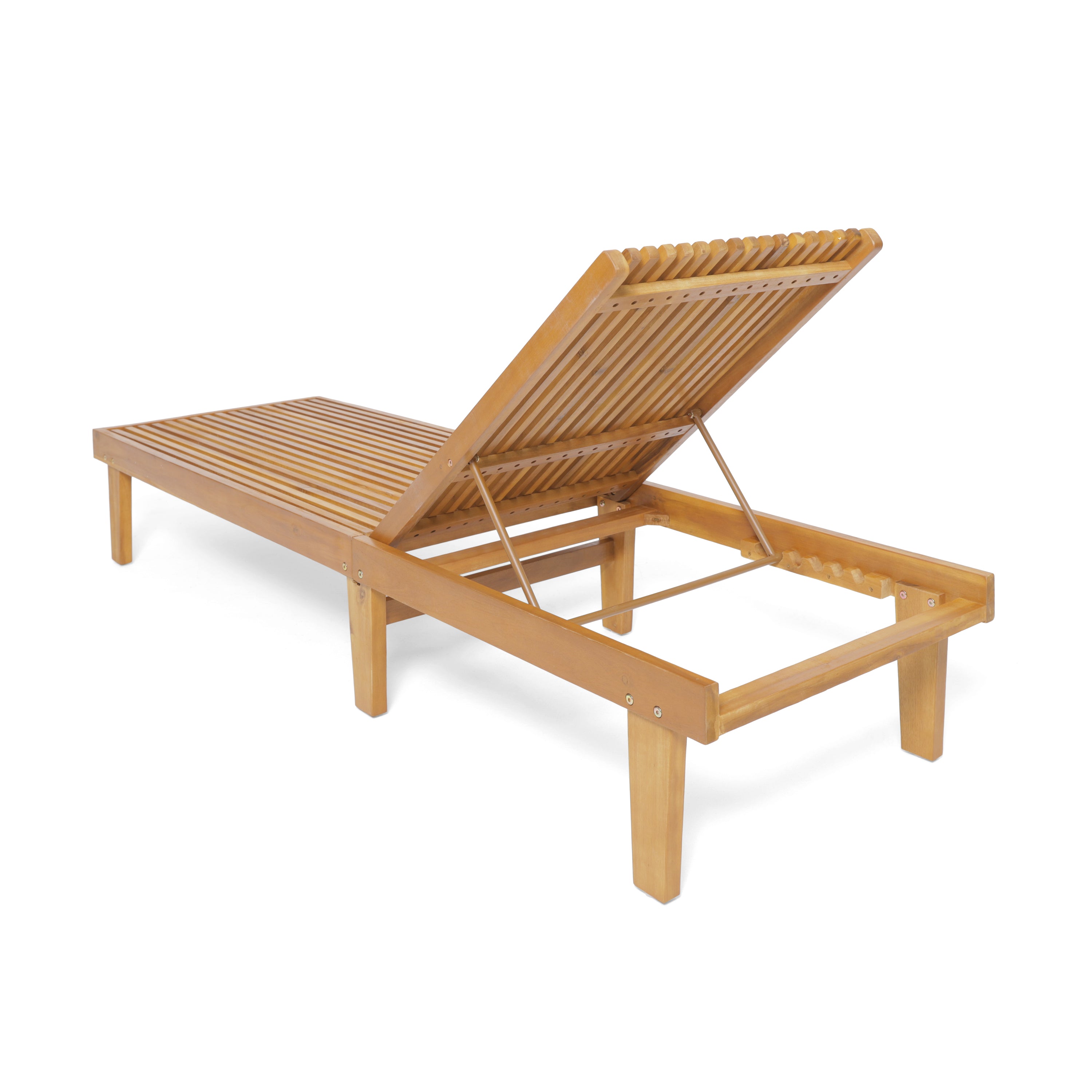Nadine Wooden Chaise Lounge Chair – Adjustable Outdoor Patio Lounger