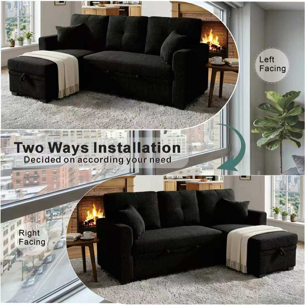 Sleeper sofa shown with pull-out bed extended