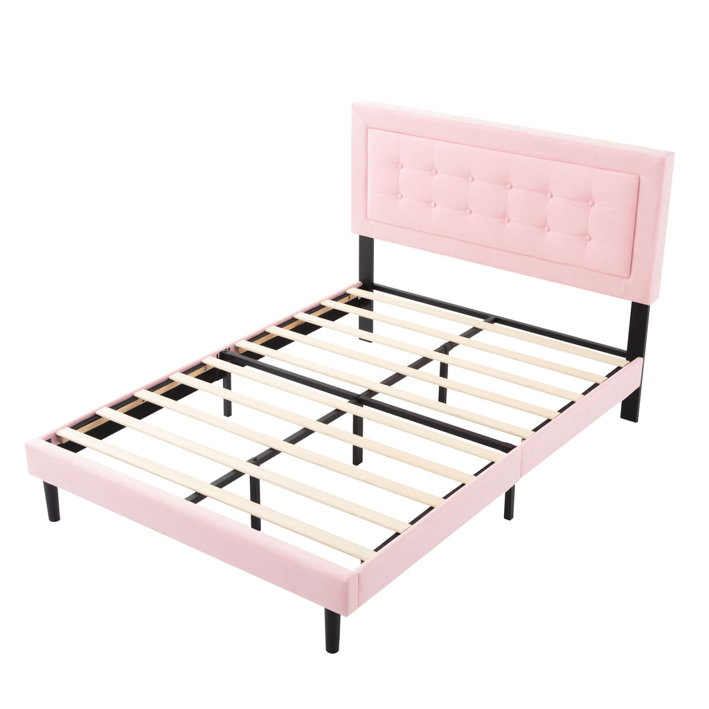 Close-up of square tufted headboard with high-resilience foam padding