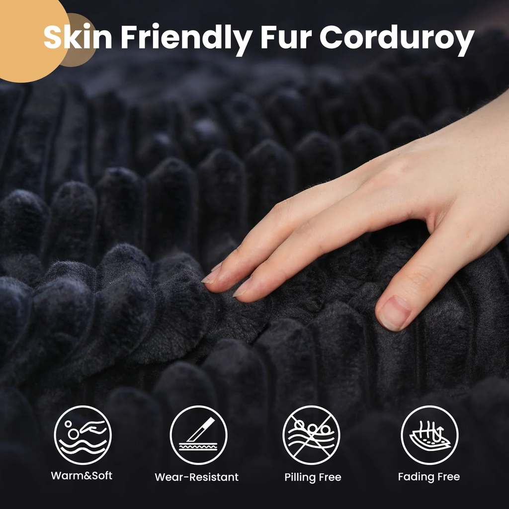 96" Frameless Boneless Black Corduroy Sectional Sofa with L-Shaped Chaise - product detail image 8