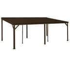 12 ft x 20 ft Wall-Mounted Lean-To Gazebo with Galvanized Steel Roof – Brown