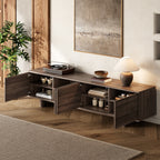 78-inch Modern TV Stand for TVs up to 85", Dark Brown Entertainment Center with Solid Wood Legs, Adjustable Shelves & Ca