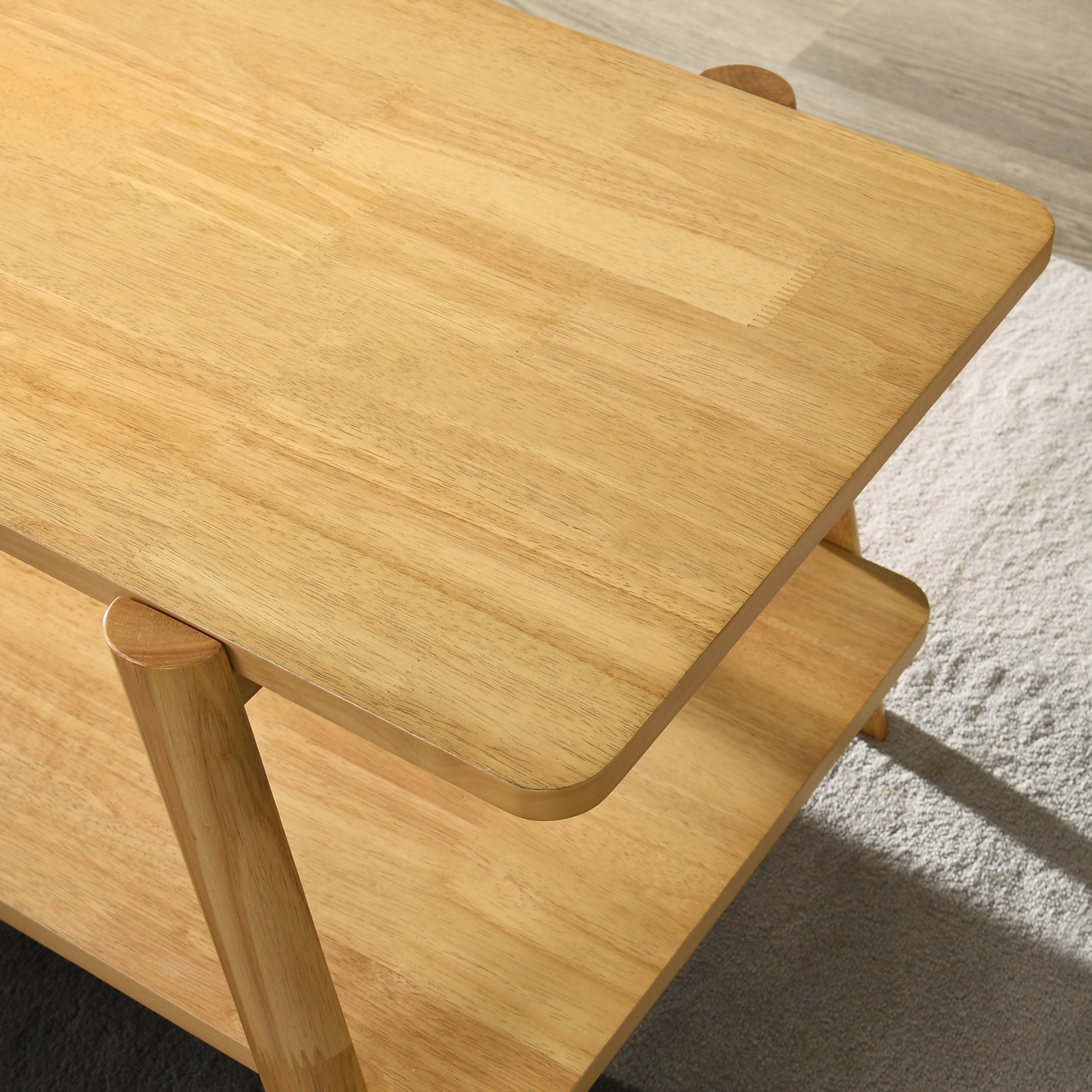 Metz Mid-Century Modern End Table with Shelf – Natural Oak Finish Secondary image