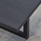 Top-down view of black end table showing full 26-inch square surface