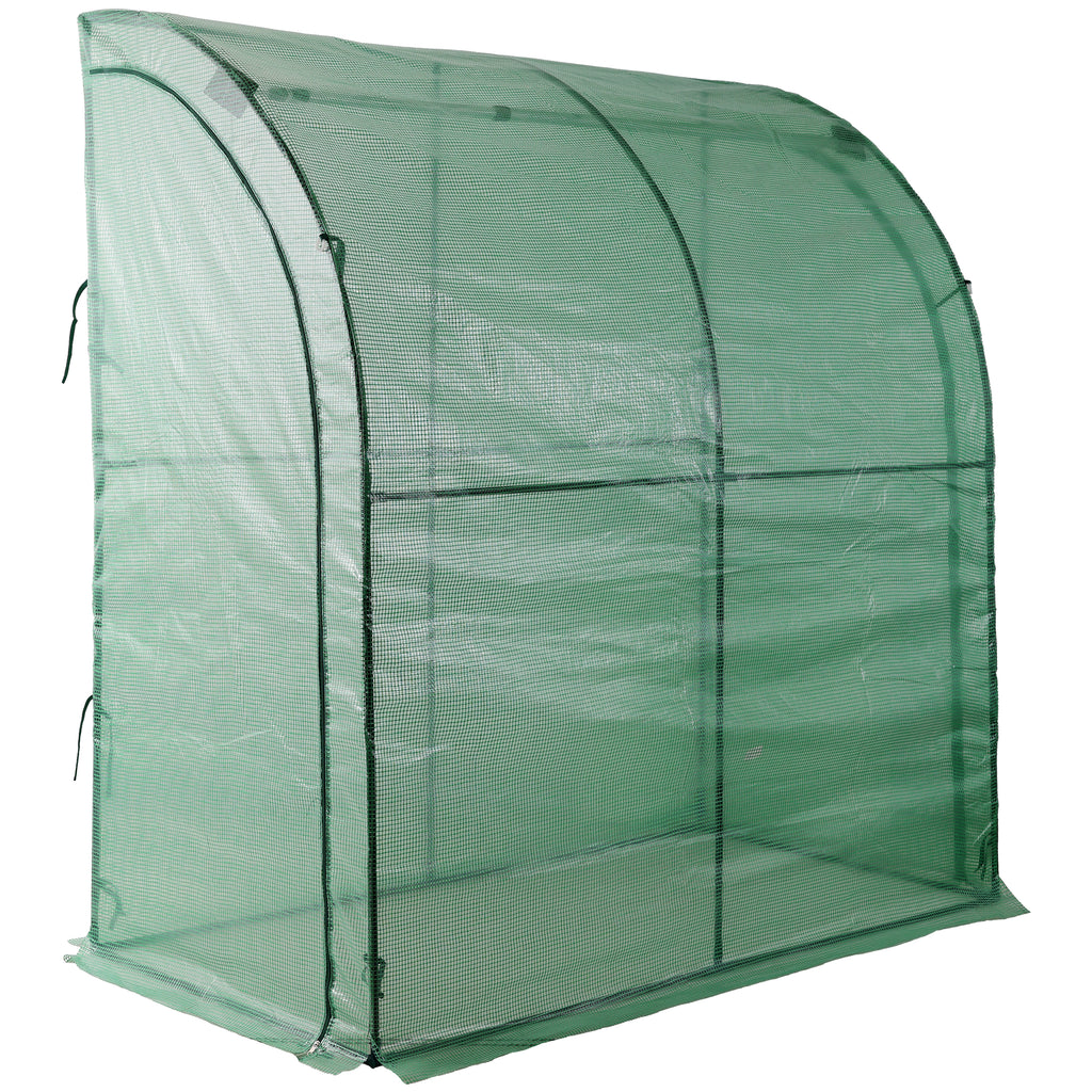 3-Tier Lean-To Portable Greenhouse with Wire Shelves & Zipper Doors – 79" x 39" x 83"