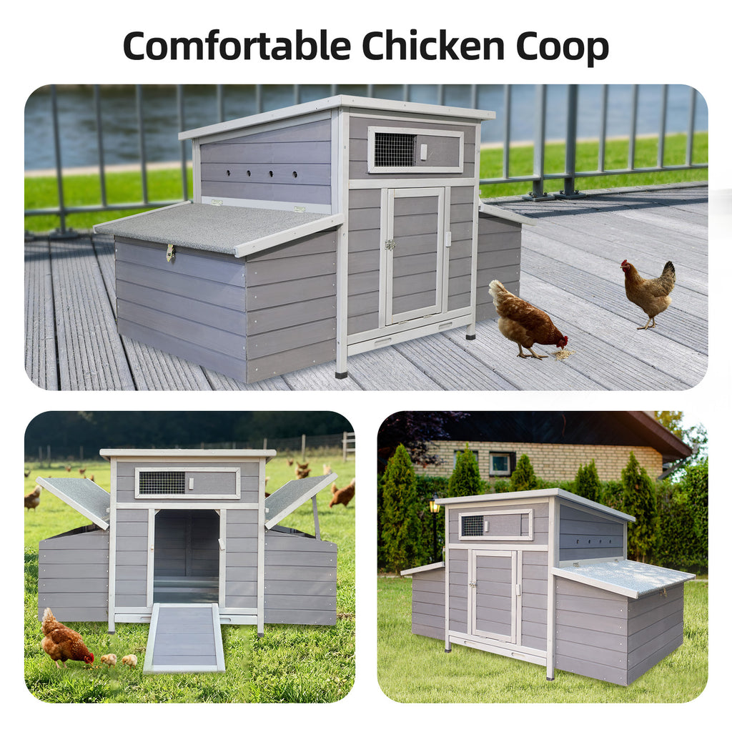 Large Wooden Chicken Coop with Dual Nesting Boxes & Ventilation - product detail image 10