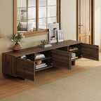78-inch Modern TV Stand for TVs up to 85", Dark Brown Entertainment Center with Solid Wood Legs, Adjustable Shelves & Ca