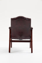 Back view highlighting mid-back support and mahogany-finish uprights
