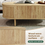 U-Can Oval Lift-Top Coffee Table with Hidden Storage & Wood Wave Grain Finish - product detail image 9
