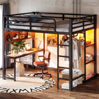 View highlighting storage shelves, hanging rod, and cave board for small-item organization