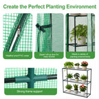 3-Tier Lean-To Portable Greenhouse with Wire Shelves & Zipper Doors – 79" x 39" x 83"
