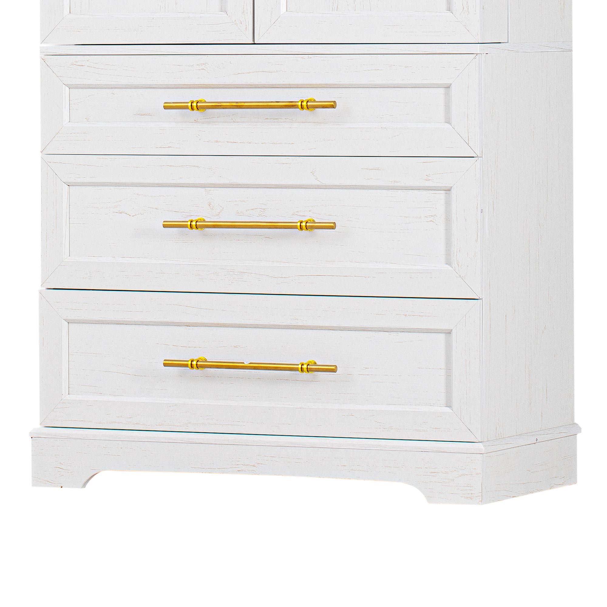 78.2" Farmhouse Kitchen Pantry Cabinet with 4 Doors, 3 Drawers & Adjustable Shelves, Retro White Secondary image
