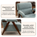 Mid-Century Modern Green Accent Chair with Solid Wood Frame & Tufted Cushion - product detail image 10