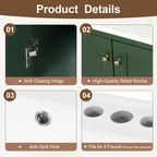 24-Inch Modern Green Bathroom Vanity Cabinet with Ceramic Sink