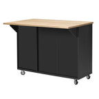 51" Fluted Farmhouse Kitchen Island with Drop Leaf and Wheels - product detail image 8