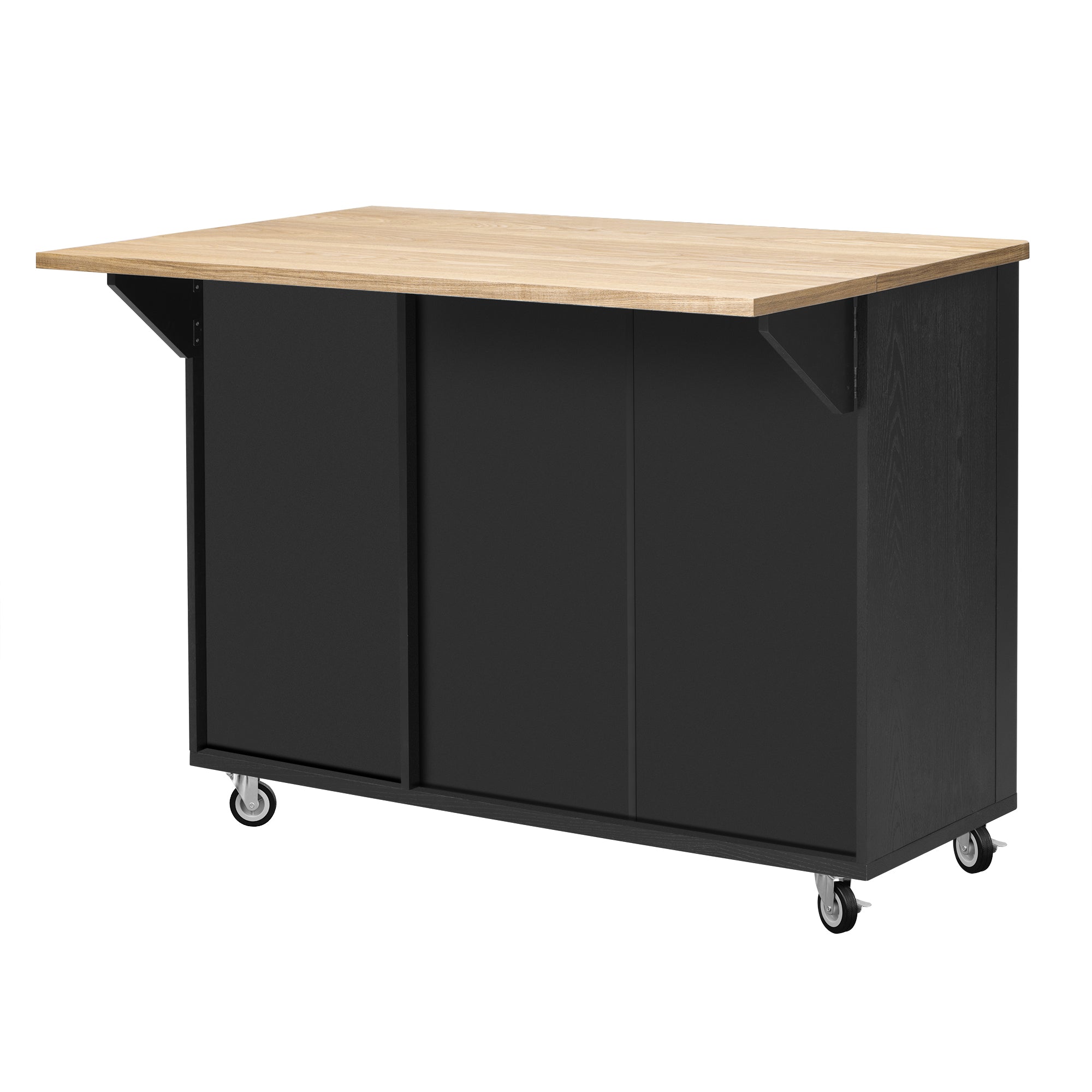 51" Fluted Farmhouse Kitchen Island with Drop Leaf and Wheels - product detail image 8