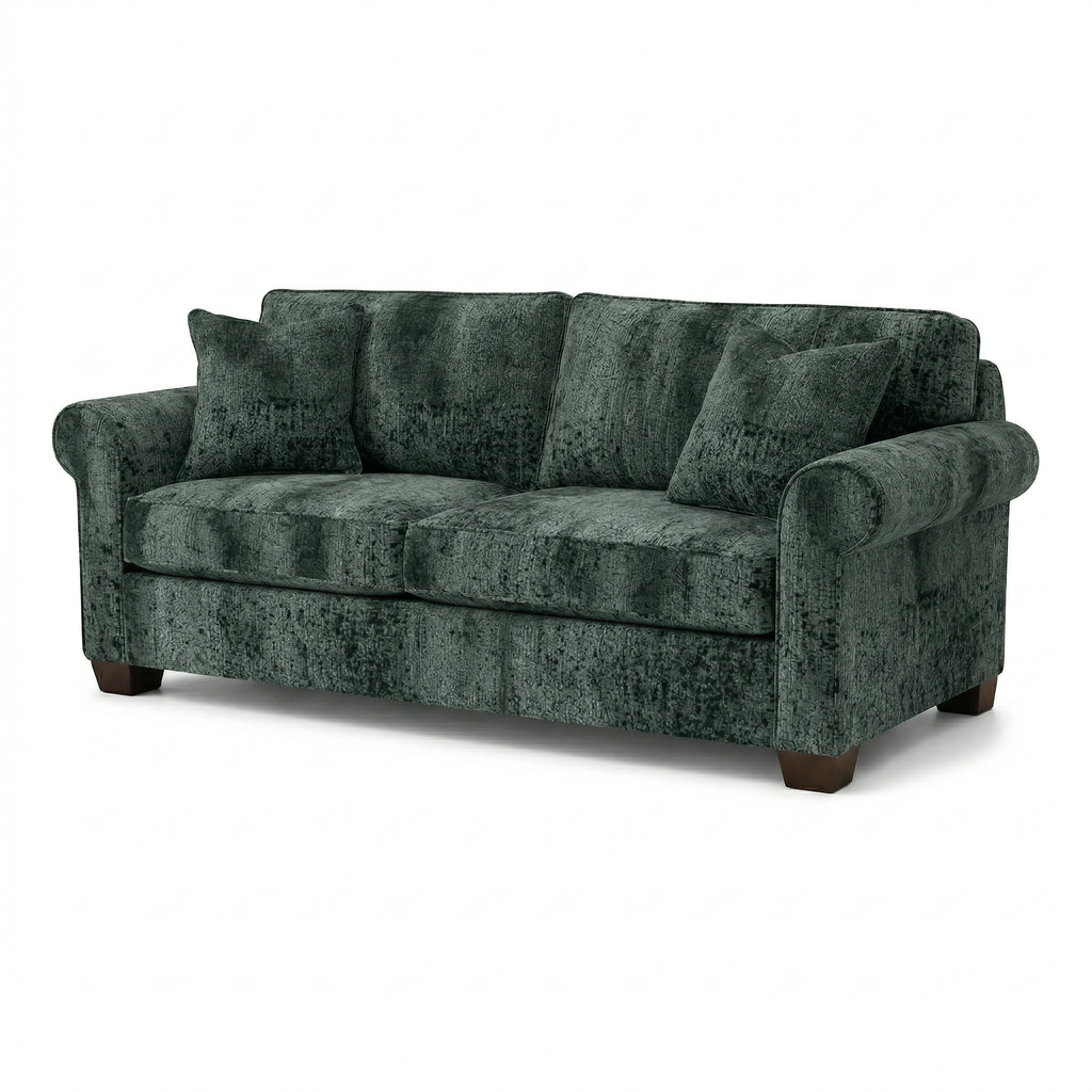Irlanda Velvet Sofa — 3-Seat, Made in USA, Rolled Arms, Medium-Soft Cushions - product detail image 5