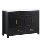 48" Black Bathroom Vanity with Integrated Resin Sink, 4 Soft-Close Doors & 4 Drawers