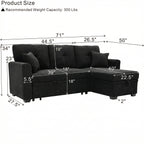 Black L-Shaped Sleeper Sofa with Reversible Chaise & Storage - product detail image 6