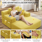 Oversized Plush Corduroy Chaise Lounge Sofa Bed – Yellow - product detail image 10