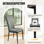 Set of 4 Modern Dark Gray Velvet Dining Chairs with Metal Legs & Adjustable Feet
