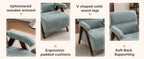 Back view highlighting tufted design and wooden frame structure