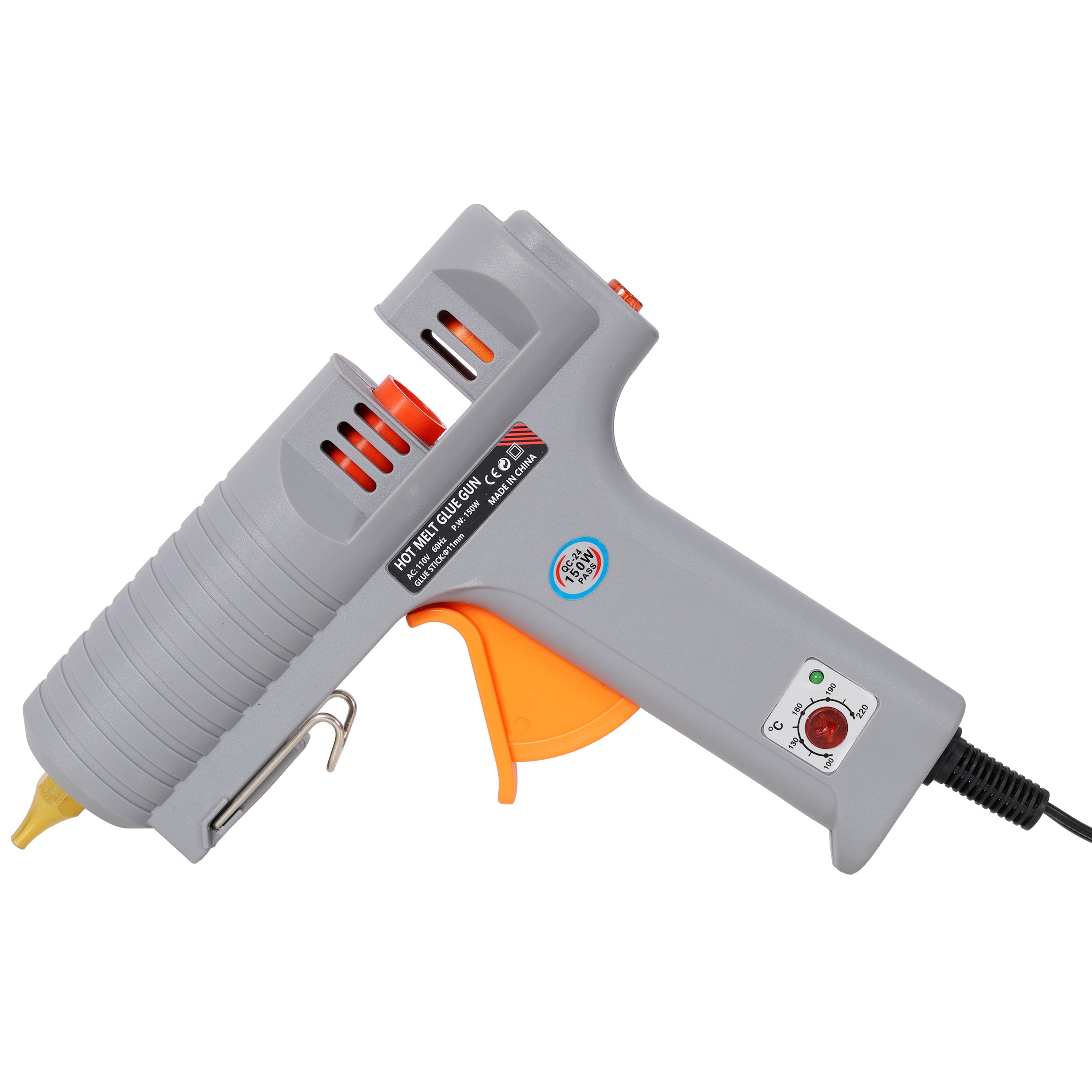 150W Adjustable Temperature Hot Glue Gun with 6 Copper Nozzles & 6 Glue Sticks