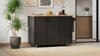 Side view highlighting fluted panel texture, smooth curved edge, and splayed leg design