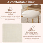 Set of 2 Modern Metal Dining Chairs with Beige Upholstered Seat