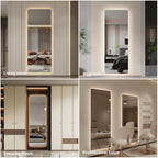 Wall-Mounted LED Full Length Mirror – 63" x 24" Backlit Dressing Mirror with 3 Color Temperatures & Stepless Dimming