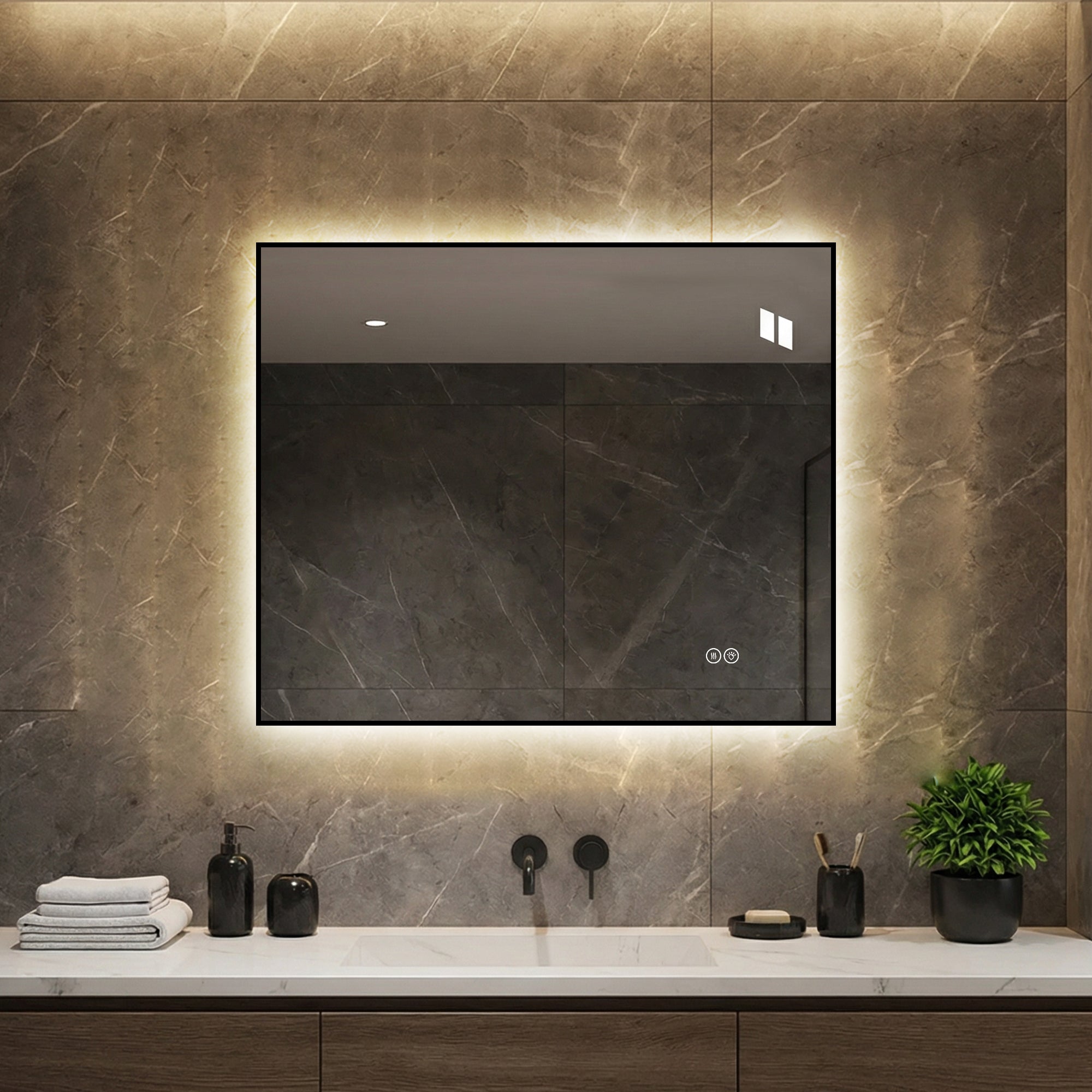 30" x 36" LED Bathroom Mirror with Anti-Fog, Dimmable Light & 3 Color Temperatures