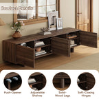 78-inch Modern TV Stand for TVs up to 85", Dark Brown Entertainment Center with Solid Wood Legs, Adjustable Shelves & Ca