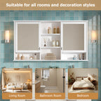 55-inch Wall-Mount Mirror Cabinet with Adjustable Shelves and Soft-Close Doors