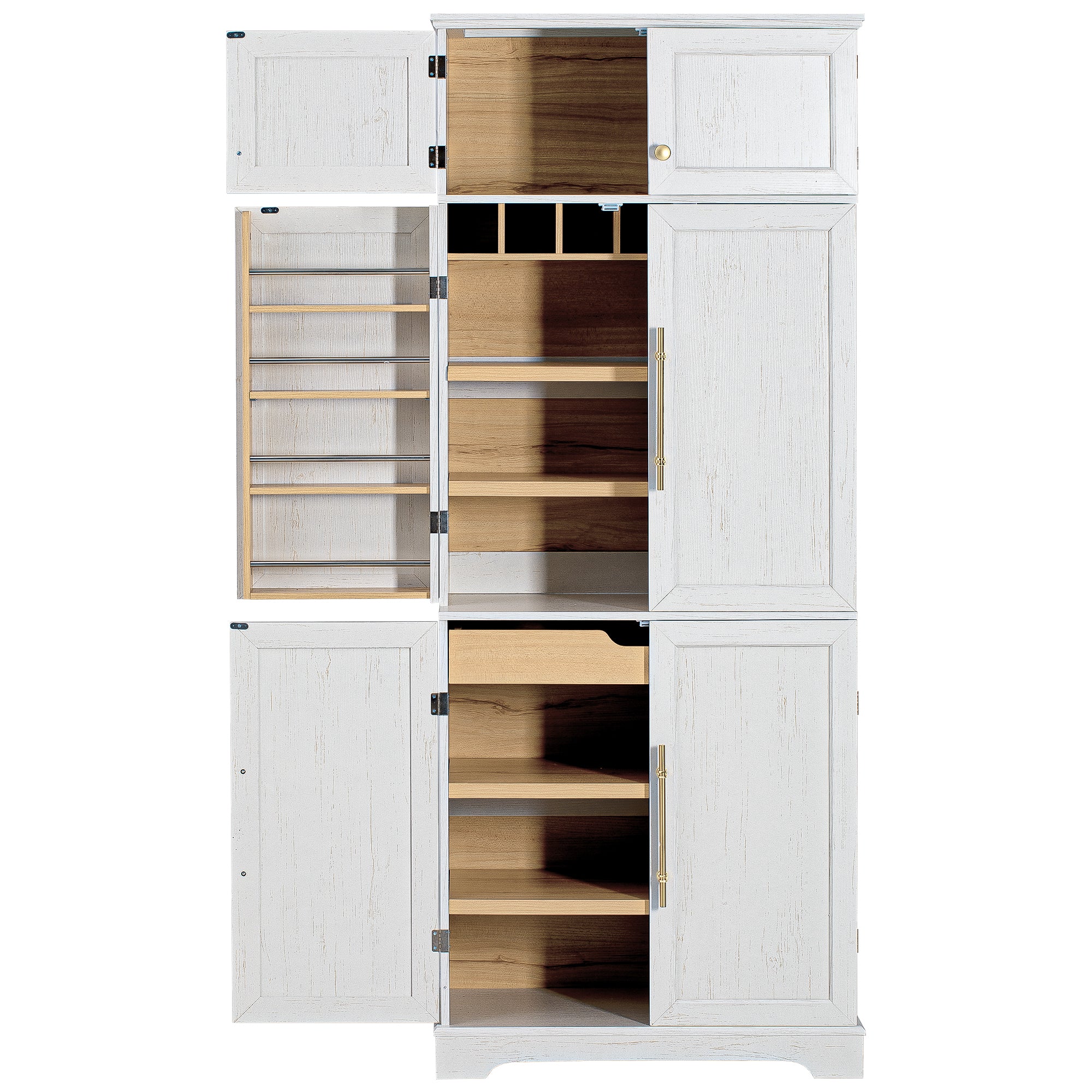 78.2" Tall Farmhouse Kitchen Pantry Cabinet – White, 6 Doors, 4 Adjustable Shelves, Hidden Drawer & Wine Rack Secondary image