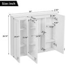 35-inch Wall-Mounted Bathroom Medicine Cabinet with Mirror and 5 Adjustable Shelves, White