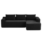 104" Black Corduroy Cloud Sectional Sofa with L-Shaped Chaise & Side Pockets - product detail image 9
