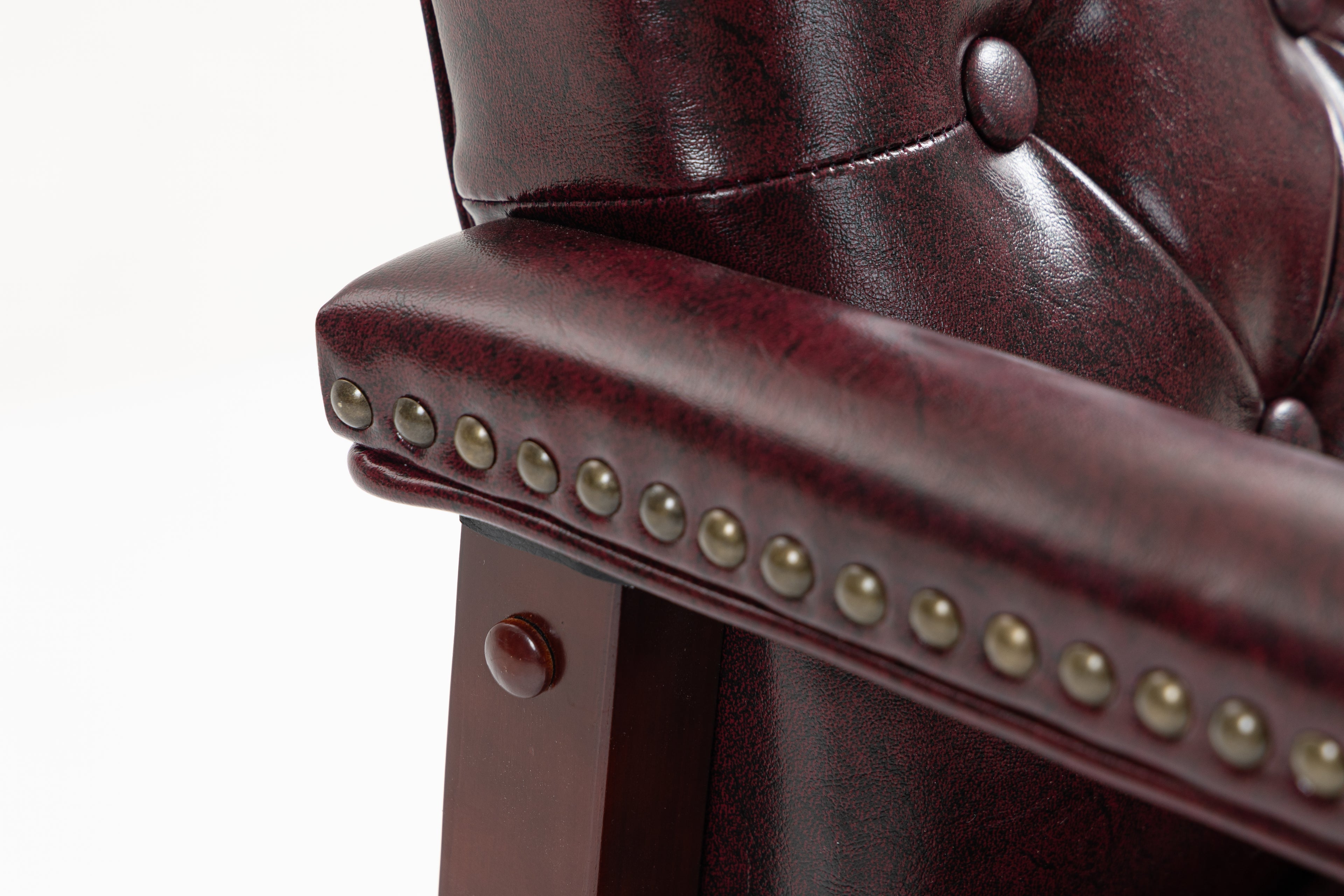 Burgundy Leather Guest Chair with Padded Seat & Arms – Ergonomic Mid-Back Office Chair - product detail image 8