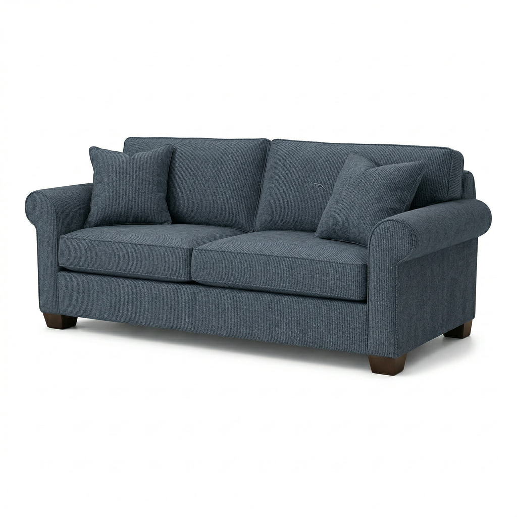 Irlanda 2-Seat Sofa – Made in USA, Teal Polyester Upholstery, Rolled Arms - product detail image 6