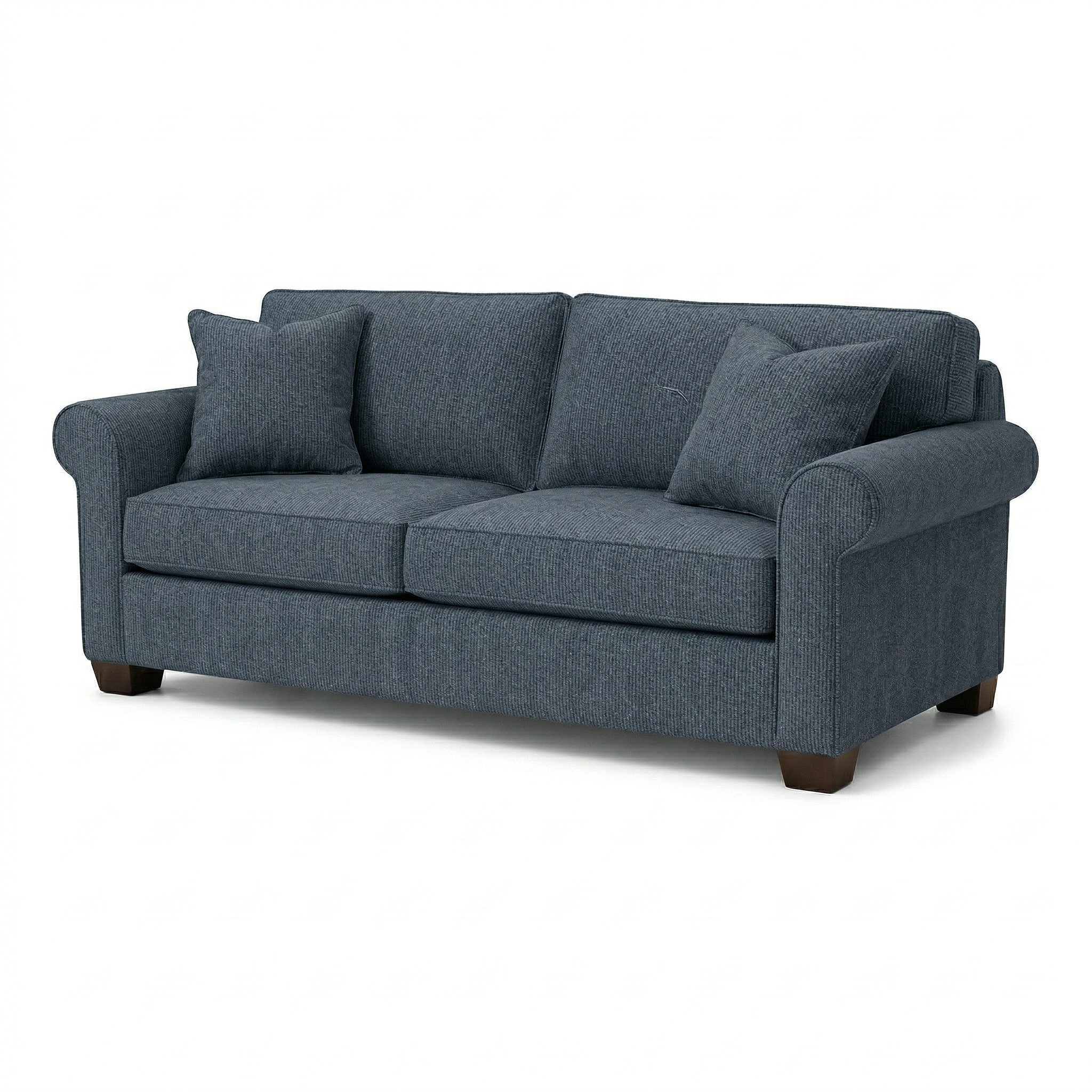Irlanda 2-Seat Sofa – Made in USA, Teal Polyester Upholstery, Rolled Arms - product detail image 6