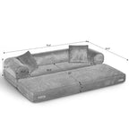 80-Inch Convertible Sofa Bed with Storage – Corduroy 3-Seat Sleeper Couch, No Assembly Required